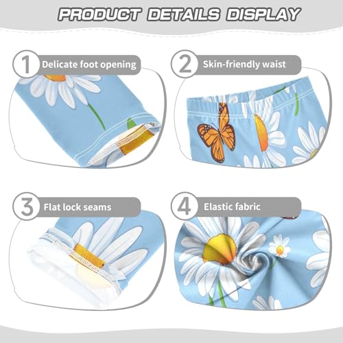 Toddler Girls Leggings Printed Yoga Pants Leggings Butterfly White Daisy for Kids3