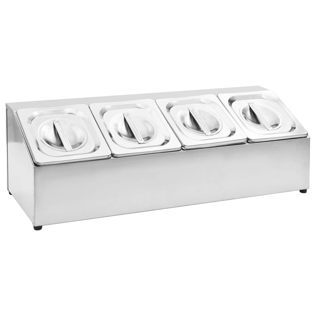 Home & Garden,Furniture-Gastronorm - Contenedor con 4 sartenes GN 1/6 de acero inoxidable