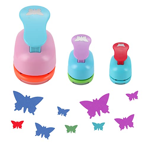 TECH-P Set of 3PCS (2 inch+1.5 inch+1inch) Craft Punch Set Paper Punch Paper Punch Tool Eva Punches for Making Arts Crafts Projects Cards Scrapbooking Garland Hanging Decorations (Butterfly)