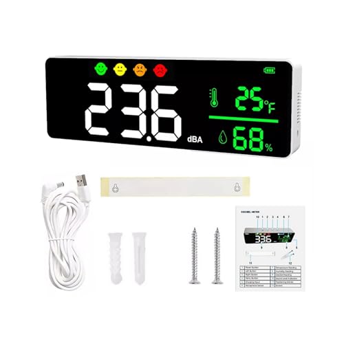 Wall Mounted Decibel Meter, 30?130dB Sound Level Meter Temperature Humidity Meter for Classroom, Home