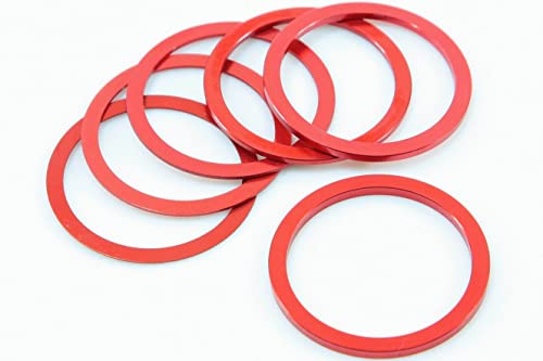 Micro Hero Lightweight Aluminum Alloy Bottom Bracket (BB) Free Hub Free Body Low Spacer Sprocket Spacer Set of 6 Inner Diameter 35mm Thickness 0.5mm / 0.8mm / 1.0mm / 1.5mm / 2.0mm / 2.5mm Red Small
