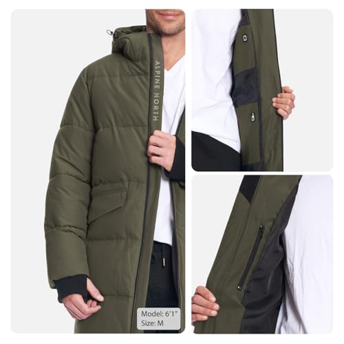 Image of ALPINE NORTH Jasper Men's Vegan Down Winter Coat - Warm Insulated Puffer Coat with Hood For Men