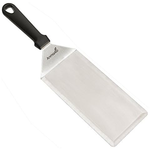 Stainless Steel Metal Griddle Spatula - Griddle Accessories Hamburger Turner Scraper Pancake Flipper - Great for BBQ Grill and Flat Top Griddle - Commercial Grade Cover