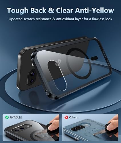 Image of FNTCASE for Google Pixel 9a Case: Magnetic Military Grade Drop Protection Anti Yellowing Cell Phone Cover - Rugged Shockproof Protective Bumper Transparent Cases(Black Magnetic)