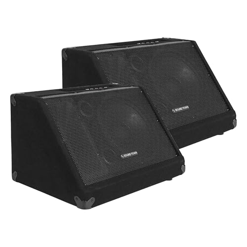 Sound Town 2-Pack Powered DJ PA Stage Monitor Speakers 10” 300W with Compression Driver for Live Sound, Bar, Church (METIS-10MPW-PAIR)
