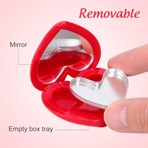 Healeved 4Pcs Cute Heart Shape Mini Shadow Box Empty Makeup Palette Refillable Single Cell Eyeshadow Palette Portable Lipstick Cosmetics Case