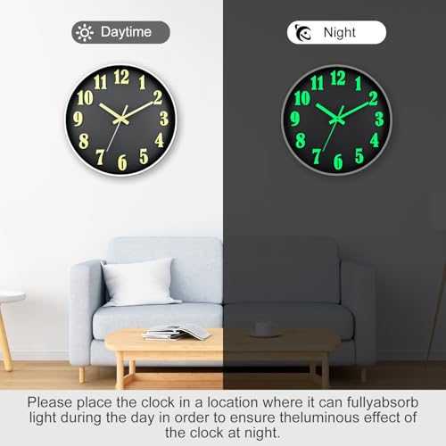 Ziprote YG-01 Wall Clock, Glow In Dark Wall Clock,12 Inch Wall Clock Battery Operated thumb #2