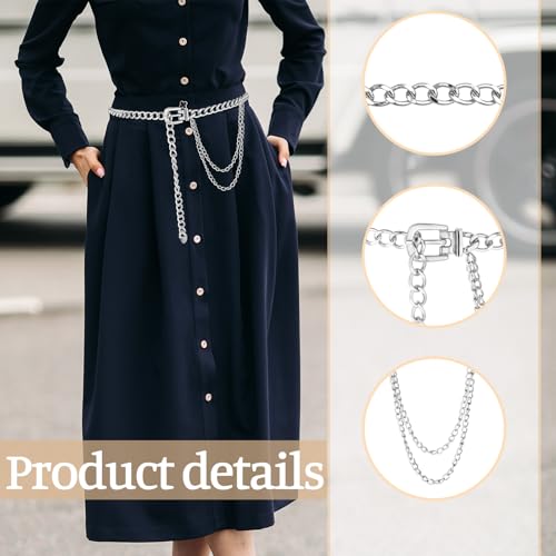 Silver Belt for Women Waist Chain Belts Adjustable Chains Belts Punk Waist Chain Metal Belt for Dresses Jeans Skirts Trousers2