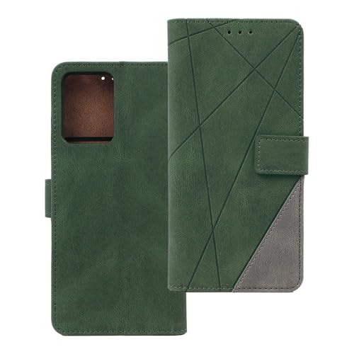 Image of amazon basics Redmi Note 14 Pro Plus 5G Flip Cover | Card Pockets Wallet & Stand | Flip Cover for Redmi Note 14 Pro Plus 5G (Green with Grey)