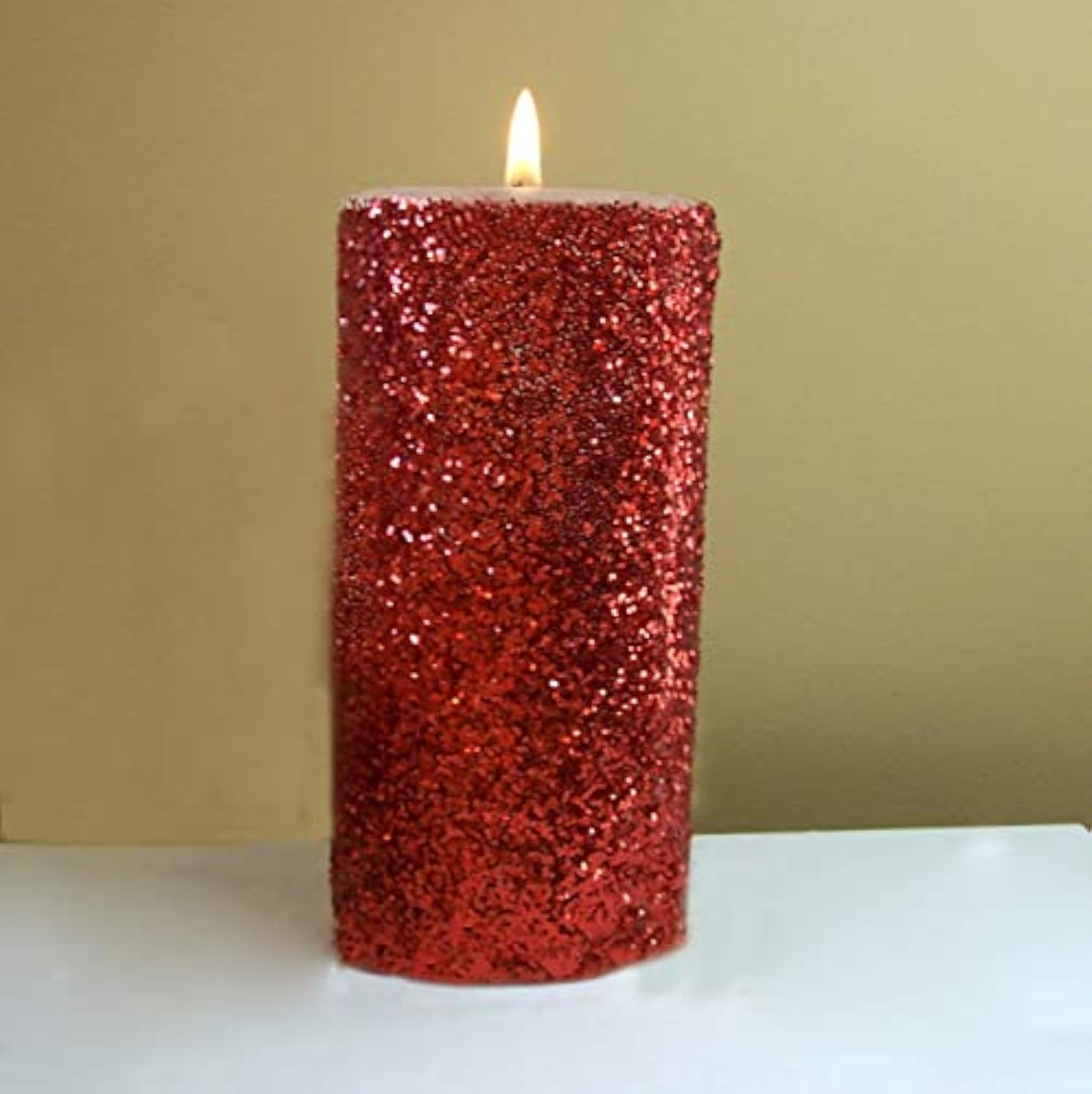 Candle Station Red Glitter Scented Candle, 4 inch Height