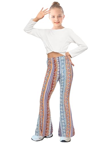 WSPLYSPJY Women's Print Stretch Bell Bottom Flare Palazzo Pants Trousers3