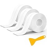 3 Rolls Bath Sealant Strip, Self Adhesive Caulk Tape Waterproof, Sealant Tape for Kitchen, Bathroom, Bathtub, Toilet, Shower, Wall Corner, Sink, with Sealing Tool (126 x 1.5in)