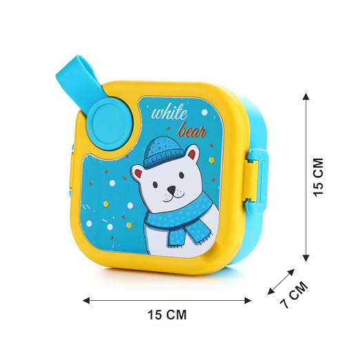 Image of Homeor Stainless Steel Box with Spoon, Tiffin Box for Kids, Airtight BPA Free & Leakproof Lunch Box, Steel Box for School Girls and Boys, Snacks Tiffin for Kids, 500 ML, Blue