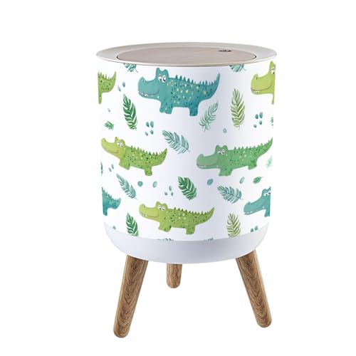 Caneca de basura pequeña con tapa y decoración cocodrilo 1.8 gal
