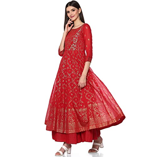 Image of BIBA Women Poly Modal Anarkali Printed Dress