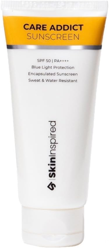 SkinInspired Care Addict Hyaluronic Acid Sunscreen SPF 50 For Dry Skin With Pa++++ | Broad Spectrum UV A,UV B & Blue Light Protection | Contains Ceramides | Moisturising sun screen | No White Cast | 50G
