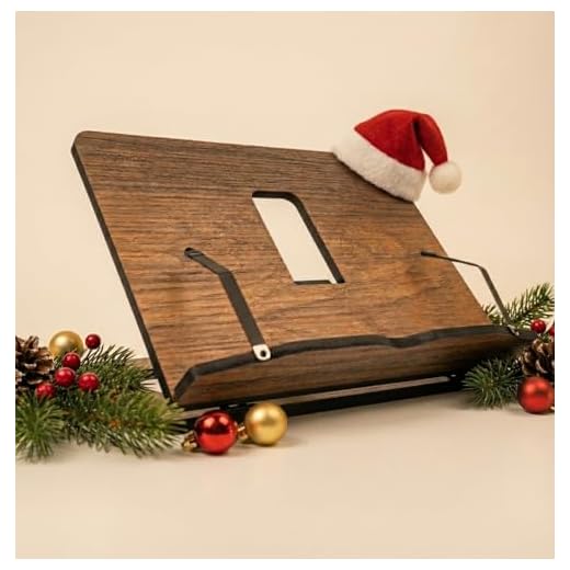 Vigo Wood Atril de Madera - MDF Premium de 8 mm, Diseño Plegable y 5 ángulos de lectura diferentes - Mejora tu Experiencia de Lectura, Úsalo como Soporte para Libros de Cocina, Recetario (Nogal)