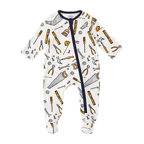 Image of Mud Pie Baby Boys Footed Sleeper, Tools, 0-3 Months