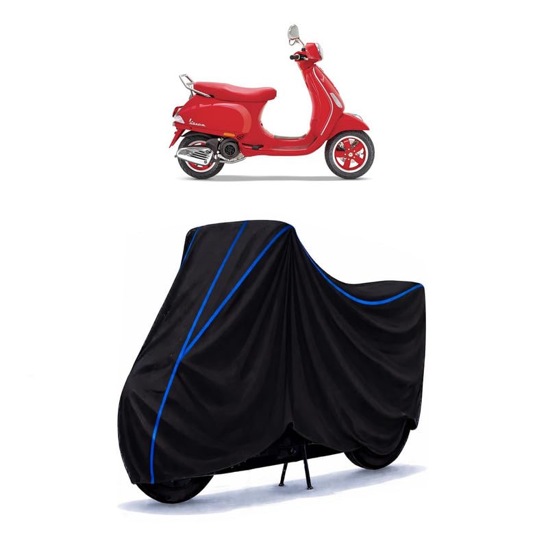 Image of Scooty Cover Water Resistant for RED 125 | Universal Scooter & Bike Cover | Heavy Duty UV Protection | Dust, Rain & Scratch Protection | Elastic Fit All Weather Indoor Outdoor | Black with Blue Piping