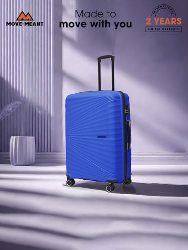 Image of Move-Meant Travel Crew Small, Medium & Large 55, 66 & 75 Cm Suitcase 8 Wheels Number Lock Poly Carbonate Blue Trolley Bag for Men & Women | 360 Degree Wheeling System Luggage