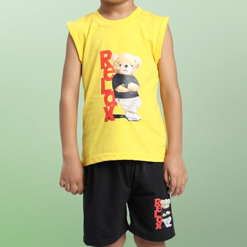Image of TS LAVI TAVI Baby Cotton Clothing Set | Sleeveless T-Shirt & Shorts Combo | Summer Wear for Boys & Girls | Soft Breathable Fabric | Multicolor Pack of 3