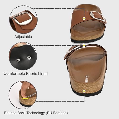 Image of Centrino Women's Berkin-Style Slip-On Sandals | Open Toe Design | Soft PU Footbed | Lightweight & Comfortable | Arch Support | On-Grip Sole | Casual Outdoor Wear (9228)