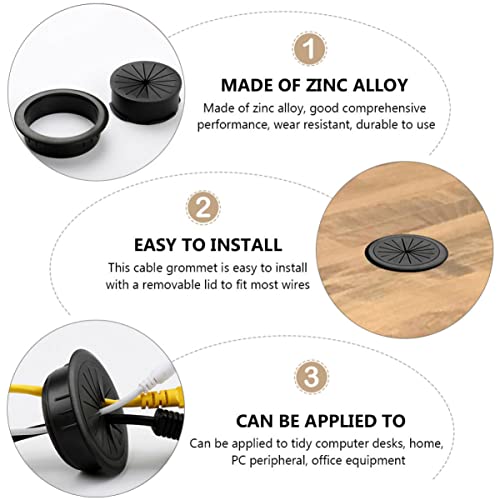 Angoily organizador de cables para escritorio, 6 piezas, cubierta para orificio de cables desmontable miniatura 3