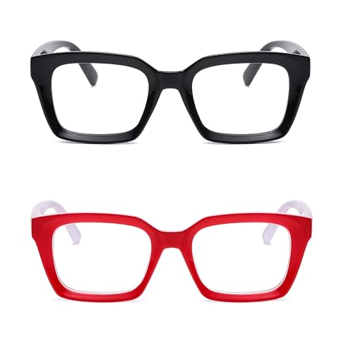 Image of Classic Clear Lens Glasses for Women Men Thick Square Frame Eyewear Non Prescription Eyeglasses 2 Pack