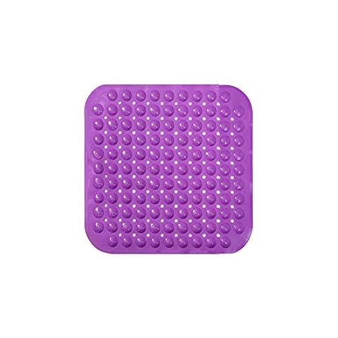 Shenghuo PVC Non-Slip Bathroom Bathtub Mat, 18 x 18 inch Shower Room Bath Mat with Suction Cup Drain Holes Anti-Slip for Home/Gym/SPA (purple) Cover