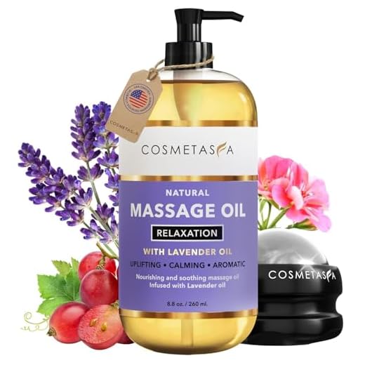 Lavender Relaxation Massage Oil with Massage Roller Ball - No Stain 100% Natural Blend of Spa Quality Oils for Calming, Aromatic, Soothing Massage Therapy