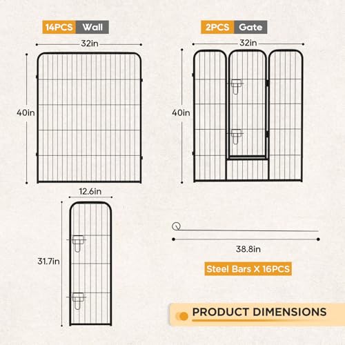 Image of BestPet Indoor Dog Playpen,40inch 16 Panels Dog Pen Fence Outdoor Pet Playpen Pet Exercise Pen for RV Camping Yard, Black
