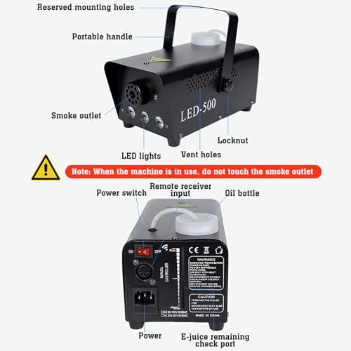 Haofy Máquina de Humo 500W con Luces LED Coloridas y Control Remoto Inalámbrico para Fiesta de Halloween Bar Club Casa (Negro) miniatura 7
