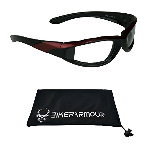 Bikershades Motorcycle Night Glasses Safety Foam Padded Black With Red Frame For Men And Women #TOP9