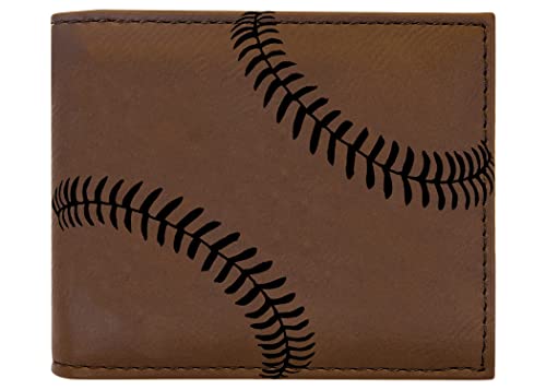 Rogue River Tactical Baseball Men's Leather Bifold Wallet RFID Gift For Him Dad Father Billfold Father's Day Gift Stitch