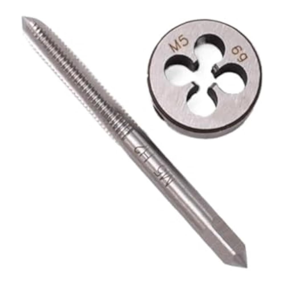 Cuuaemht 1Set Screw Hand Tap And Die Set 2Pcs/ M3x0.5, M4x0.7, M5x0.8, M8x1.25, M10x1.5, M12x1.75