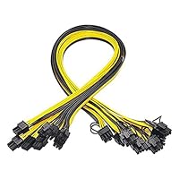 SHANGSHANG Zfuxiang Stor 10 Stück 6 Pin PCI-E Bis 8 Pin (6 + 2) PCI-E (Stecker auf Stecker) GPU Stromkabel 50cm Sitz for Bildkarten Mining Server-Ausbruch-Brett (Color : Yellow Black)