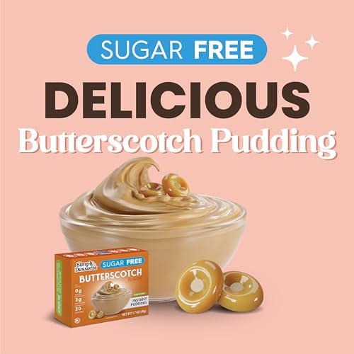 Image of Simply Desserts Butterscotch Instant Pudding, Sugar-Free, 6-Pack - Healthy Dessert, Keto Snacks, Vegan & Diabetic-Friendly, Kosher, 1.7 Oz Ea