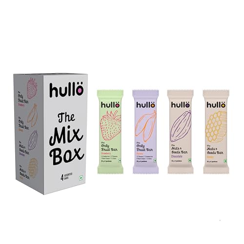 Image of Hullo The Mix Box Snack Bars for Kids & Adults - Pack of 1 (4 Bars x 30g Each) | Healthy Snack Bar for School & Office Snacks | Gluten Free, Dairy-Free, No Added Sugar & Preservatives