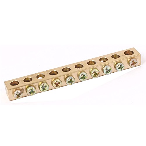 Uxcell A16030900Ux0586 10 Holes Distribution Cabinet Wire Screw Terminal Ground Copper Neutral Bar #TOP2