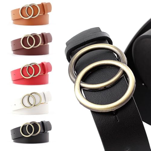 Women's Double O-Ring Belt Soft Faux Leather Belt Perfect Match with Your Jeans and Dresses4