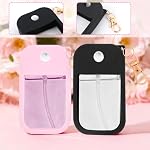 Penitue 3pcs Thickened Silicone Case for Hand Sanitizer Spray, Silicone Protective Holder with Keychain Travel-Friendly Portable Accessory for 1 Fl Oz Hand Sanitizer (Blue, Pink, Black)