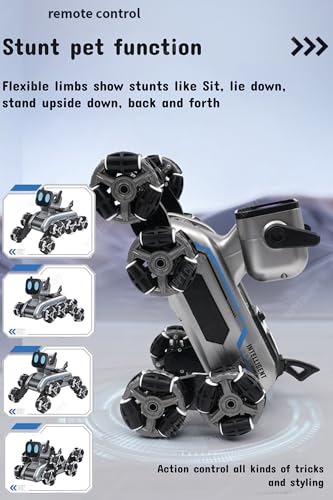 Image of Smart RC Robot Dog Car 8WD - 2.4GHz Remote & Gesture Sensor Control, 360 Stunt Car with LED Lights & Music, Rechargeable Robot Toy for Kids (Boys & Girls, 6+ Years)