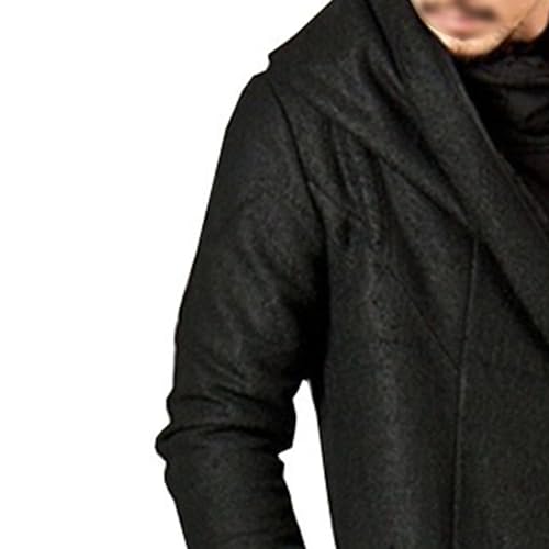 Men's Long Hooded Shawl Cardigan Lightweight Gothic Overcoat Ruffle Shawl Collar Drape Cape Overcoat with Pockets4
