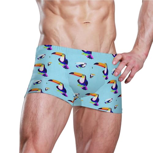 Parrot Bird Mens Swim Trunk Swimwear Bathing Suit Swim Brief Square Leg Board Short S B04048473