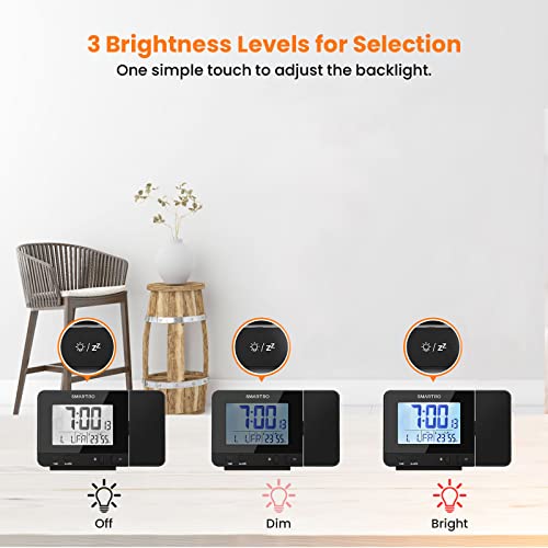 SMARTRO Digital Projection Alarm Clock for Bedrooms with Indoor Thermometer - Image 5