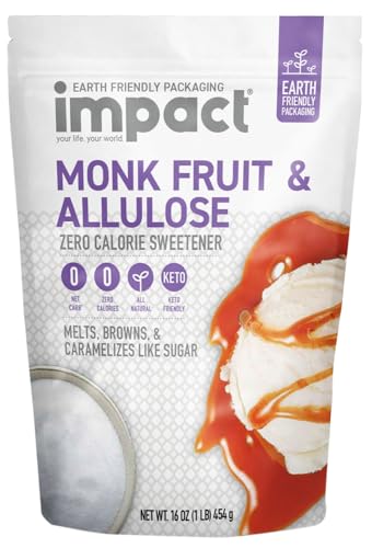 Impact - Monk Fruit Allulose Sweetener, Crystallized Blend Sugar Substitute - Zero Calorie Low-Carb Essential for Low-Carb Recipes - 1lb