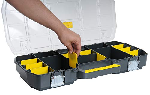 Stanley Werkzeugtrage 2-in-1 Set (67 x 32 x 25 cm, mit Organizeraufsatz, beide Einheiten getrennt verwendbar, robuste Metallschließen, stabiles Structural Foam Desgin) 1-97-514