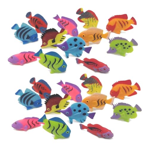 FDCGAS Peces para Acuario - 20 Piezas Peces Artificiales Movimiento Peces Flotantes de Plástico Adorno de Pez Realista Decoraciones de Acuarios para Pecera (Pescado al Azar)