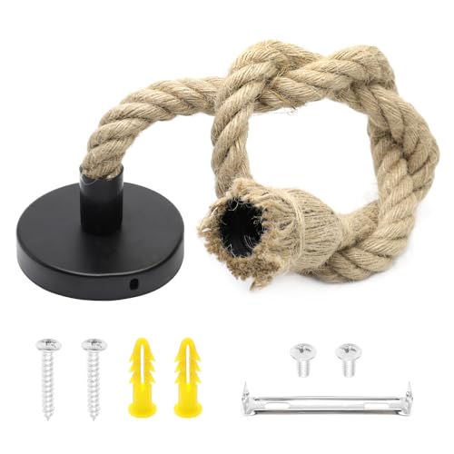GOIYZTTR Lámpara de Cuerda Cáñamo, E27 Lampara de Cuerda Retro de Techo Con Cable de 100cm Lámpara Colgante Industrial Kit para Comedor Sala Iluminación (No incluida Bombilla)