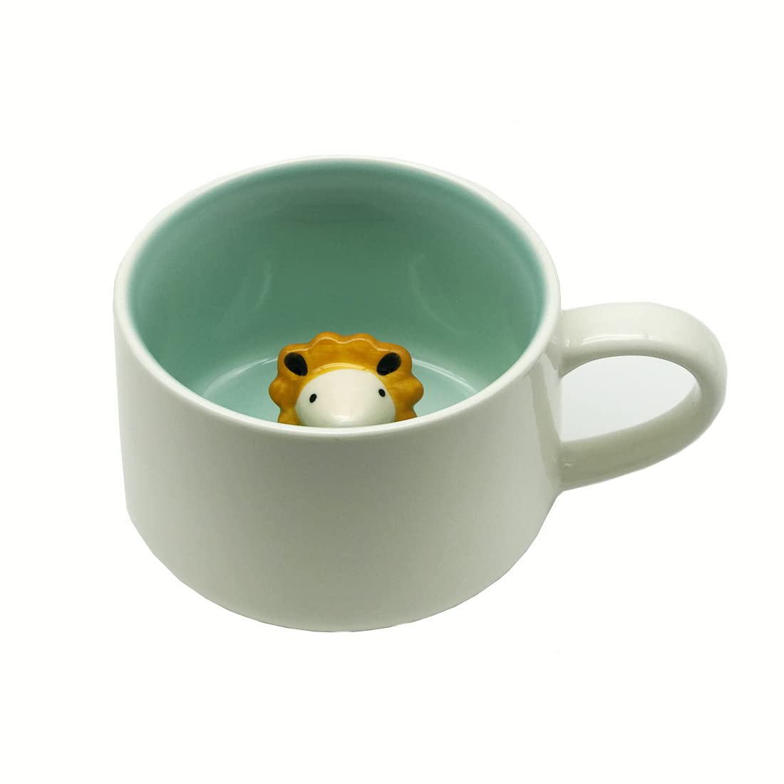 3D Animal Cup Coffee Mug Comes with A Cute Inside Creative Morning Mug Animal Cup for Hot&Cold Tea Milk Coffee Perfect for Kids (Lion) (Ceramic),400 Milliliter